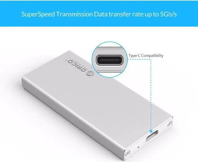 Alt view image 2 of 5 - Aluminum USB3.1 Type-C mSATA SSD Enclosure USB3.0 mSATA SSD Case Screw Fixing With Cable For Windows/Linux/Mac