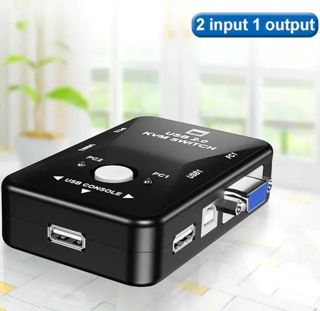Alt view image 3 of 5 - VGA Switcher 2 Port VGA Video Switch Box USB Switch Box Durable Converter With Keyboard Mouse for KVM LCD PC Video Comput