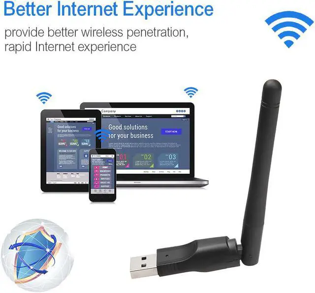 Alt view image 5 of 5 - New WIFI USB Adapter MT7601 150Mbps USB 2.0 WiFi Wireless Network Card 802.11 b/g/n LAN Adapter with rotatable Antenna