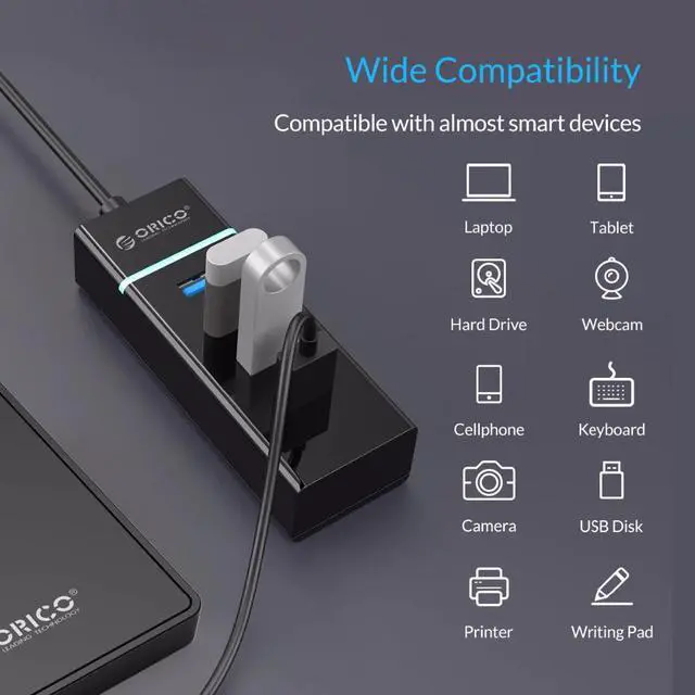 Alt view image 4 of 5 - USB HUB Multi USB 3.0 HUB High Speed 5Gbps 4 Ports Splitter 30cm Micro Cable Multiple USB Port Expander for PC Computer