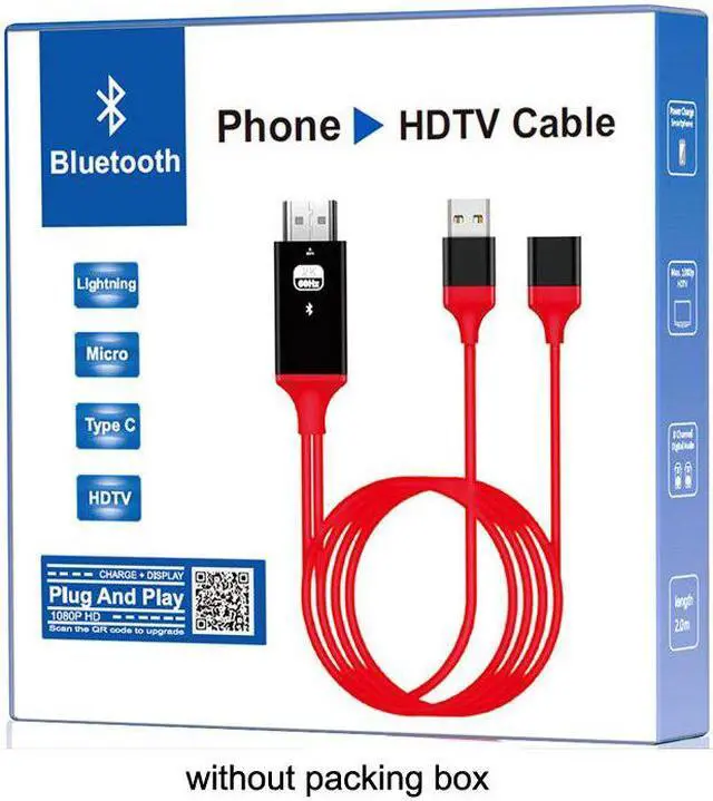Alt view image 3 of 4 - 2K Bluetooth USB Female  Audio Video Cable Adapter for iPhone 5 6 7 8 X 11 iOS Android Phone to TV HDTV Projector