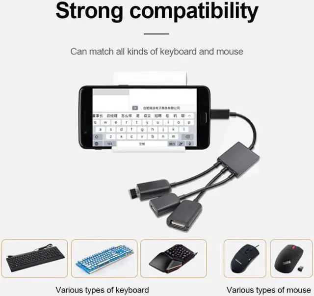 Alt view image 2 of 5 - 3in1 Micro USB Power OTG Hub Cable Adapter Micro USB HUB OTG Male To Female Dual USB 2.0 Adapter Cable For Android Phone
