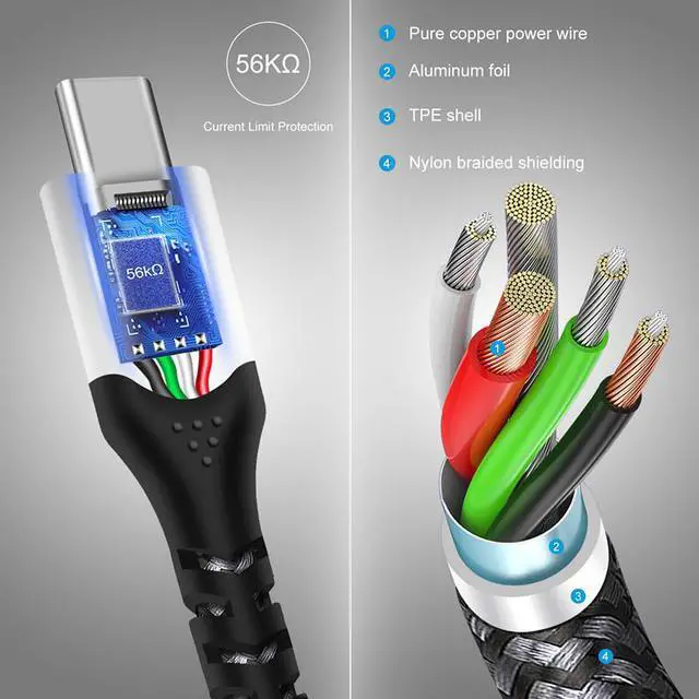 Alt view image 4 of 5 - 5A USB Type C Cable For  P30 40W Supercharge USB-C Charger Cable 1.8M Charger Wire for Android Phone