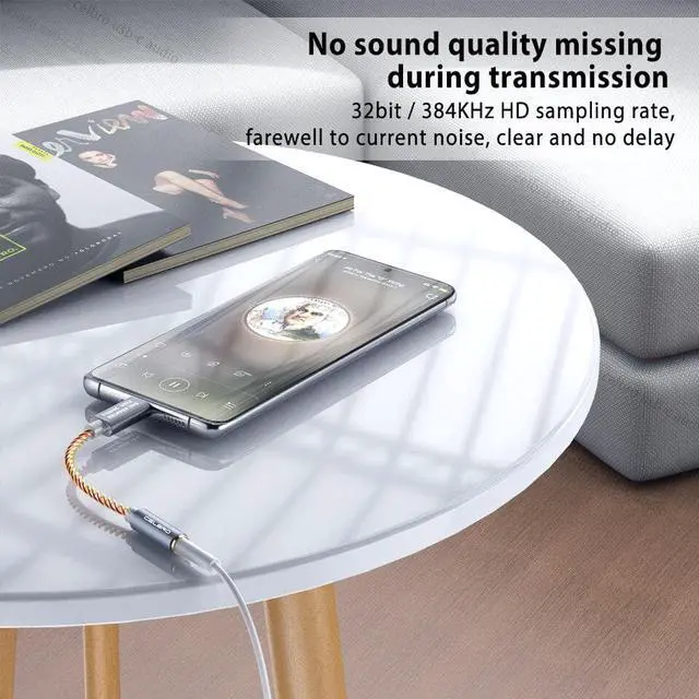 Alt view image 3 of 5 - Type C To 3.5mm HIFI  DAC Hi-Res Earphone Amplifier Adapter Aux Audio Cable Lossless Sound Quality for  note 20 10