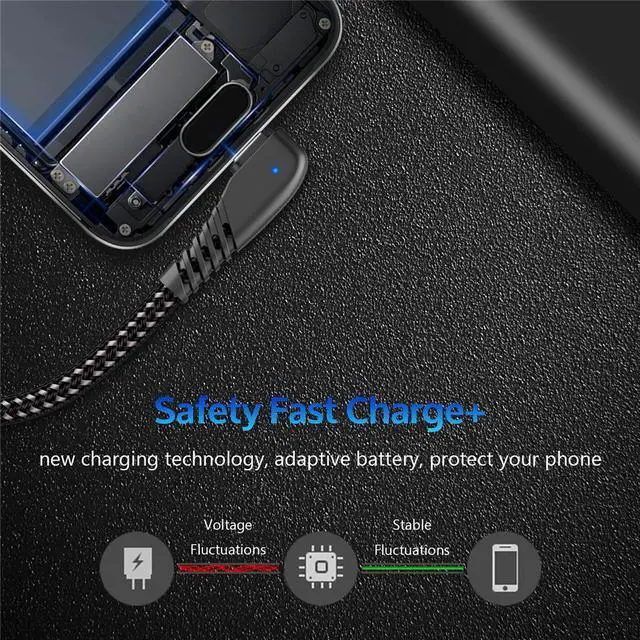 Alt view image 4 of 5 - 90 degree USB Type C Cable 2A USB-C Cable Type-C Fast Charging Cord for Nintendo Switch  S8 S9 for  P20 Pro