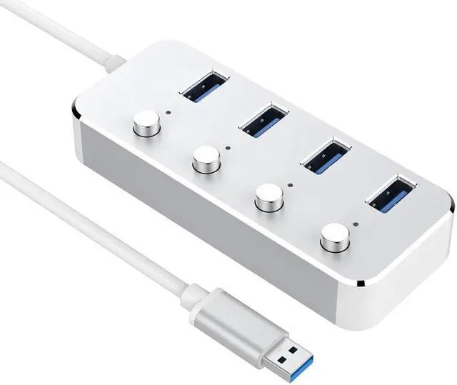 Main image of 4-Port Laptop Notebook High Speed LED Indicators USB Hub Power Supply Portable Aluminum Alloy PC Home Universal Splitter