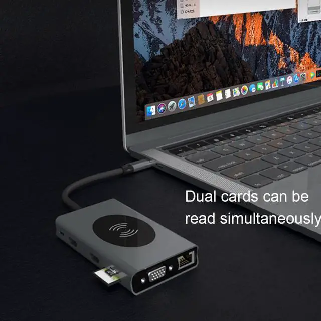 Alt view image 5 of 5 - Display USB C Hub 14 in 1  RJ45 VGA USB HUB 3.0 Adapter Dock for MacBook Pro Card Reader USB Splitter Type C USB HUB