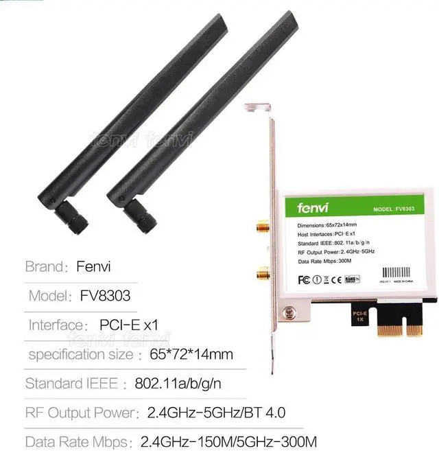 Alt view image 3 of 5 - 600Mbps Dual band Wireless Wifi Adapter Desktop WLan WiFi Bluetooth BT 4.0 802.11 a/b/g/n PCI-Express 1X/8X/16X Card