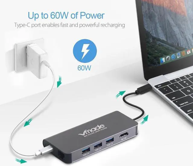 Alt view image 2 of 5 - Mini Adapter Type-C USB-C 3.0 to HDMI 1080p Thunderbolt 3 Dock USB C HUB 8-in-1 for MacBook  Mate 30 Pro Type-C Converter