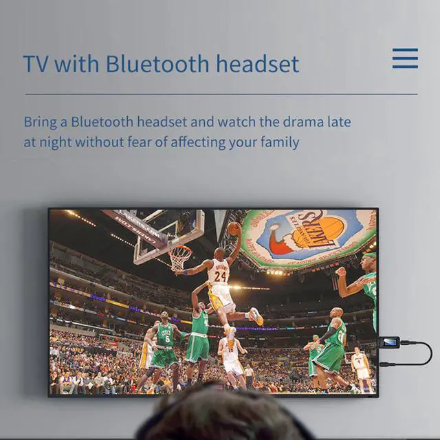 Alt view image 5 of 5 - 2In1 USB Bluetooth 5.0 Audio Receiver Transmitter for TV Speaker Car PC 3.5mm Jack Stereo AUX Wireless Adapter with LCD Display