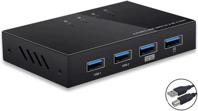 Alt view image 3 of 7 - KVM Switch USB 3.0 Switch Selector 2 Port PCs Sharing 4 Devices USB 2.0 for Keyboard Mouse Scanner Printer Kvm Switch Hub