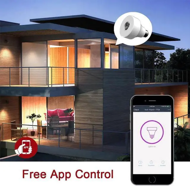 Alt view image 3 of 5 - Wifi Bulb Socket E26 Wi-Fi Led Light Bulbs Timer Holder Wireless Lamp Adapter  Works with Alexa and Google Home