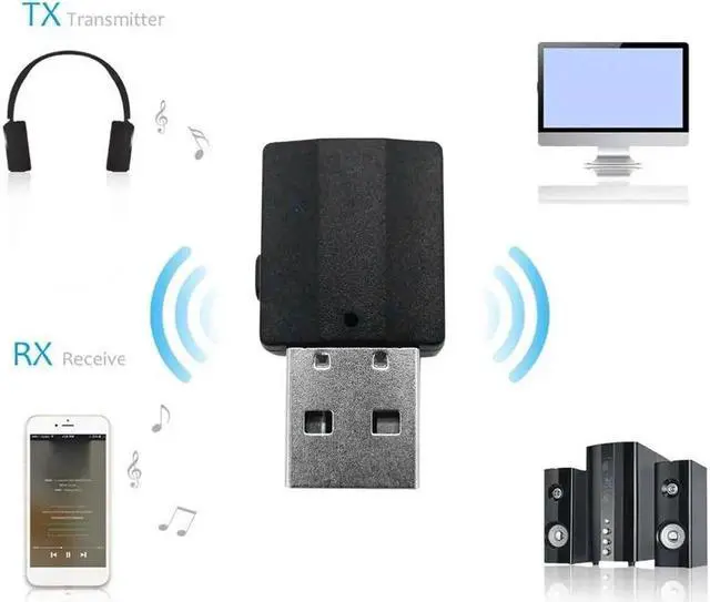 Alt view image 5 of 5 - 2in1 Bluetooth 5.0 Audio Receiver Transmitter Wireless Adapter Mini 3.5mm AUX Stereo Transmitter For TV PC Car Speaker