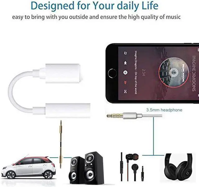 Alt view image 3 of 5 - For Lighting to 3.5mm Headphone Adapter Audio Aux Cable For iPhone XS IOS 13 For Lighting Splitter Aux For iPhone 7 8  1