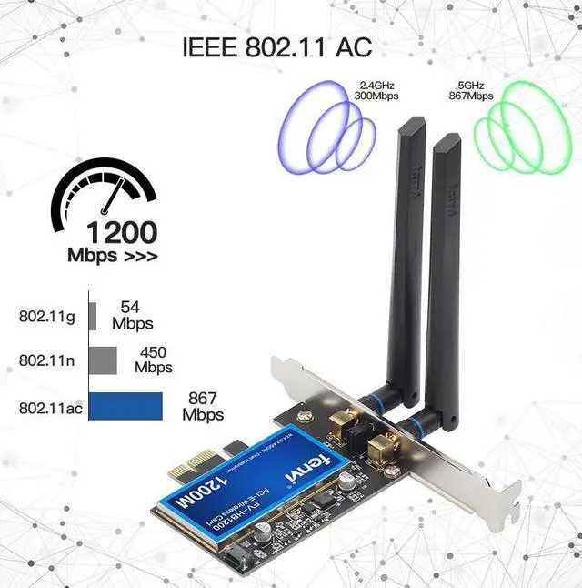 Alt view image 2 of 5 - Desktop Dual Band 802.11ac BCM94360 Wireless-AC WiFi Bluetooth 4.0 PCI-E Adapter For Mac/Hackintosh/Windows