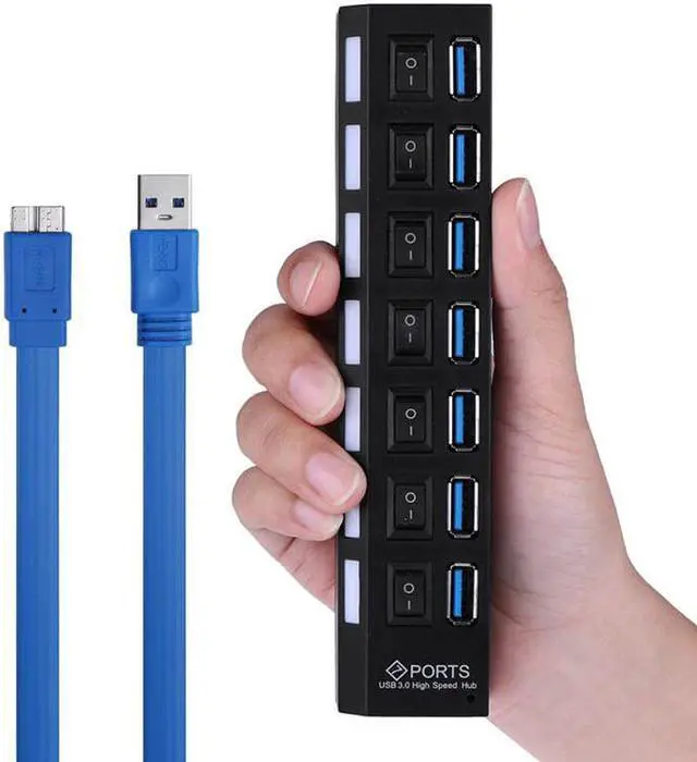 Alt view image 2 of 5 - USB Hub 2.0/3.0 Multi USB Port 7 Ports Hub USB High Speed Hab With on/off Switch USB Splitter For PC Computer Accessories
