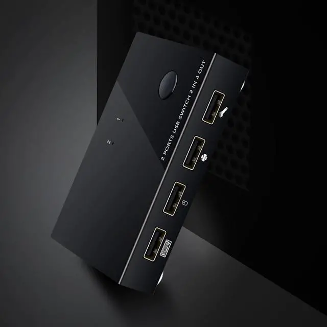 Alt view image 2 of 5 - 4 Port HDMI KVM Switch 4K USB HDMI KVM Switcher 2 In 4 Out 4K 2K 30HZ with 2 Cable For PC Laptop Mouse Printers Keyboard Scanner