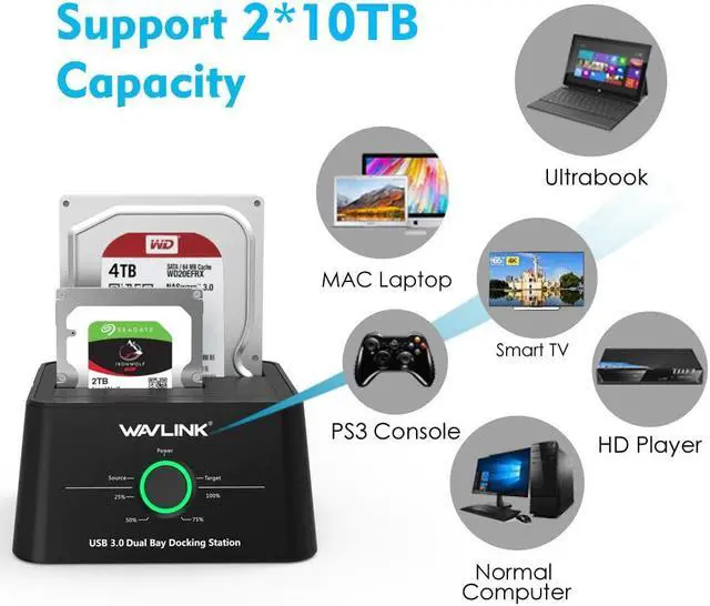 Alt view image 3 of 5 - HDD Docking Station Sata Hard Drive Enclosure SATA to USB 3.0 Adapter for 2.5 3.5 Inch SSD HDD Disk Case HD Box