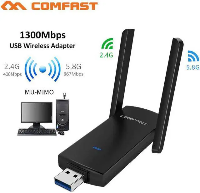Main image of Gigabit USB Wifi Adapter 1300Mbps Wi fi Adatper 5Ghz Antenna USB 802.11AC MU-MIMO Ethernet Wi-fi for Computer Laptop Receiver