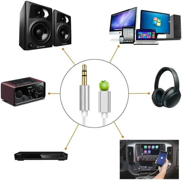 Alt view image 4 of 5 - For iphone 7/8/X Car Speaker Headphone Connector Audio Adapter AUX Lightning To 3.5mm Adapter Audio Cable