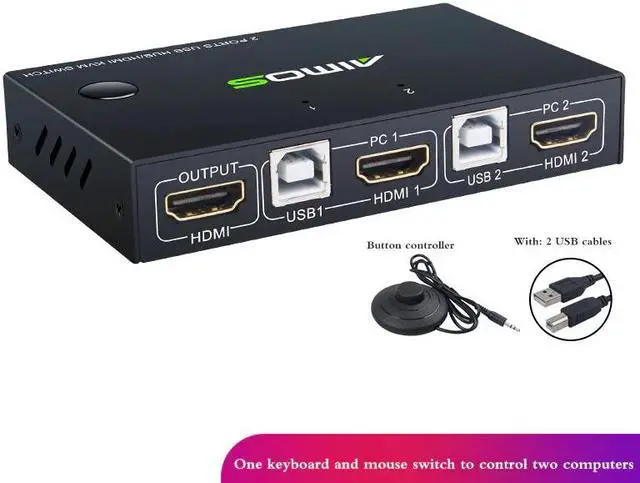 Alt view image 2 of 5 - 2 Port KVM Switch 4K USB KVM Switcher 2 In 1 Out Switching By Button Switching By Keyboard For Mouse Printer
