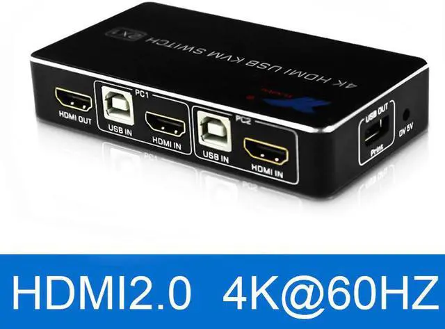 Main image of 2 Port USB KVM Switch 4K @ 60Hz RGB/YUV 444 HDR 2.0 Switcher 2X1 Support Keyboard Mouse Printer
