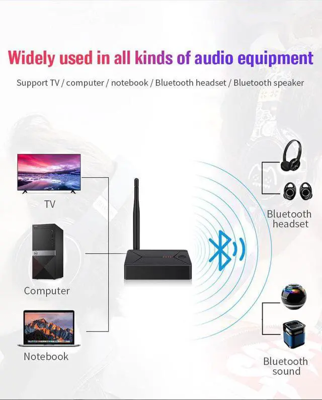 Alt view image 5 of 5 - Optical SPDIF Wireless Adapter 3.5mm AUX Jack RCA USB Stereo Music Bluetooth 5.0 Audio Transmitter For TV PC Headphone