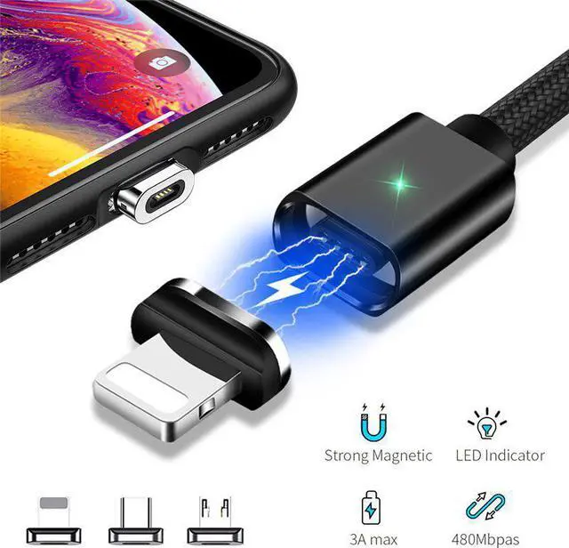 Alt view image 2 of 5 - Port Magnetic Mole Phone Adapter Fast Charging Charger For IOS Android iPhone  Type C  Cable