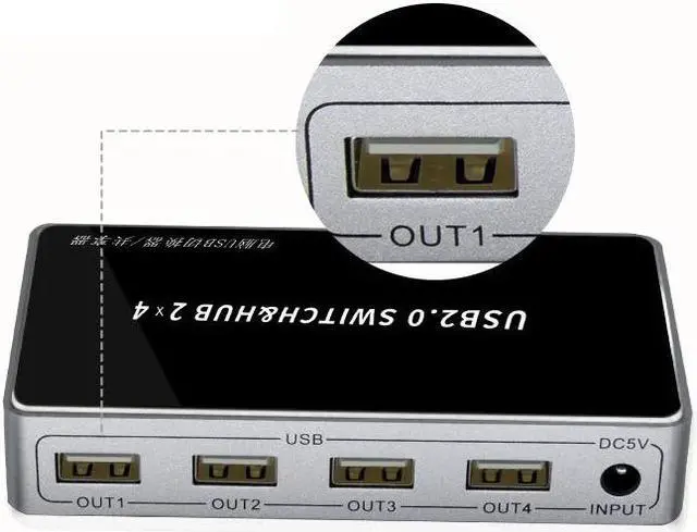Alt view image 3 of 5 - 4 Port USB KVM Switch 2In 4 Out USB Print Share Splitter for Keyboard Mouse Printer Monitor