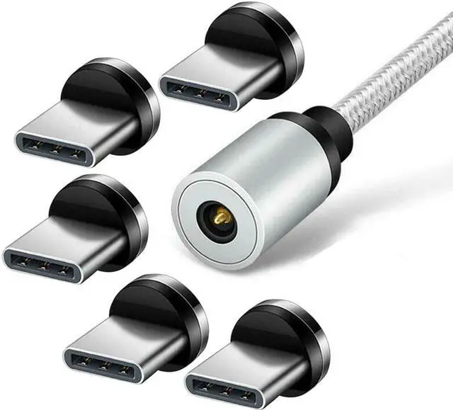 Alt view image 2 of 5 - 5pcs Magnetic Tips 360 Degree Rotation Aluminium Alloy Charging Cable Adapter Durable Replacement Parts Micro USB Type C