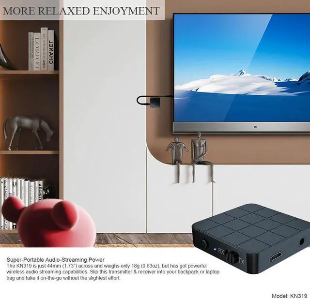 Alt view image 3 of 5 - 5.0 Transmitter Receiver RCA Wireless Adapter Stereo Audio 3.5mm Aux Jack Adapters for TV Car Kit with Control Button