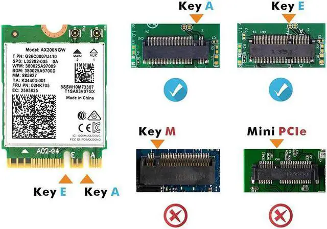 Alt view image 2 of 3 - Dual band 3000Mbps Intel AX200 Wi-Fi 6 M.2 2.4G/5G Bluetooth 5.0 802.11ax/ac AX200NGW Wireless Card Adapter