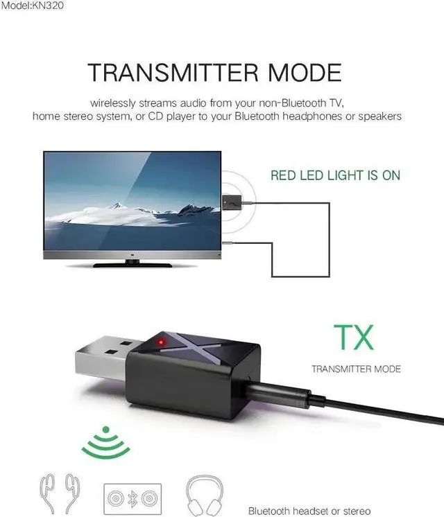 Alt view image 2 of 5 - Bluetooth 5.0 Audio Receiver Transmitter Mini Stereo Bluetooth AUX RCA USB 3.5mm Jack For TV PC Car Kit Wireless Adapter
