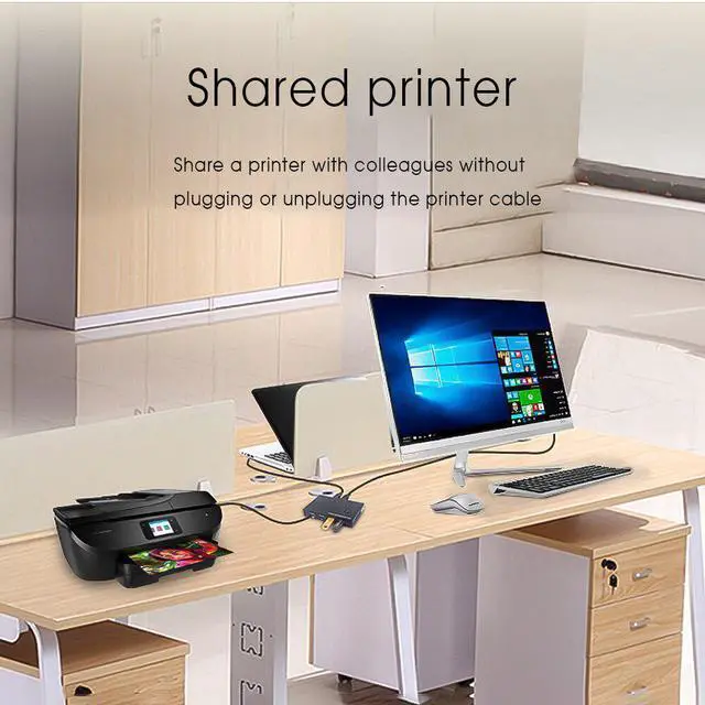 Alt view image 4 of 5 - 4 Port PCs Sharing USB KVM Switch Box USB 2.0 Switcher 4 Devices for Keyboard Mouse Printer Monitor Switch Selector