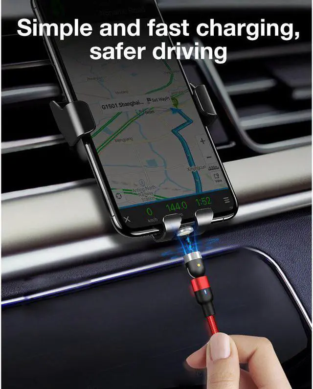 Alt view image 2 of 5 - Magnetic Cable 3A QC3.0 Fast Charging Micro USB Type C Mole Phone Cable For    360+180Degree Roating