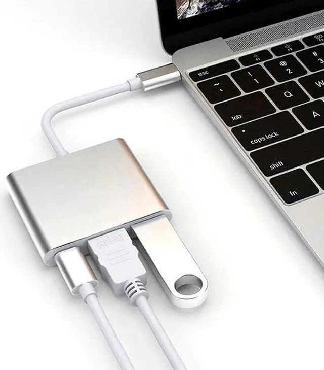 Alt view image 5 of 5 - C HUB  Adapter  Type C Hub to  4K  3.0 Port With -C Power Delivery for Macbook 12 inch Pro for Dell XPS 13