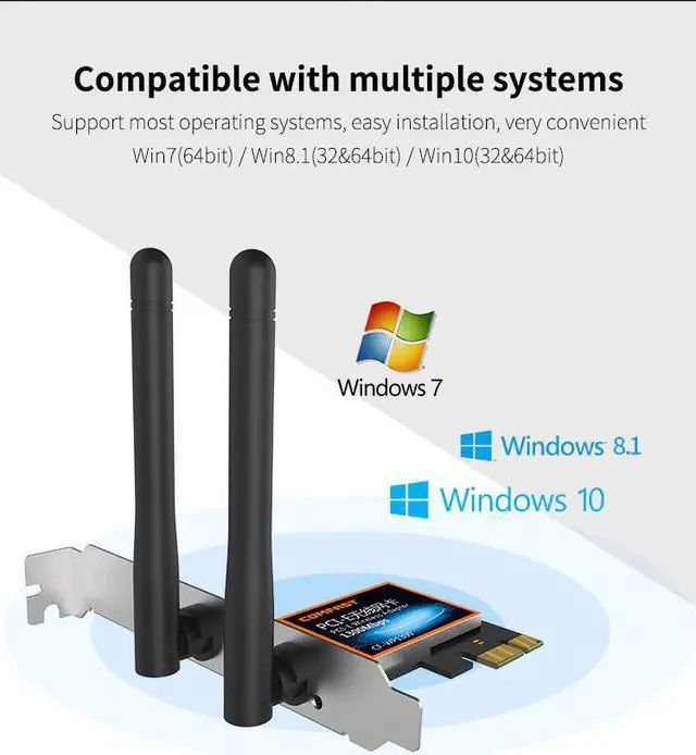 Alt view image 5 of 5 - 1300Mbps Wireless-AC RTL8822 PCI Express PCi-e Desktop WiFi Adapter 802.11b/g/n Gigabit PCI Wireless Network Card for Win7 8 10