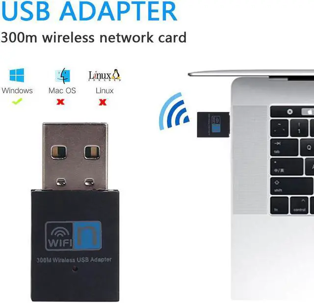 Alt view image 4 of 5 - 300Mbps WiFi USB Network Card Dongle Portable Wireless Internet Adapter Signal Receiver for Laptop Notebook PC