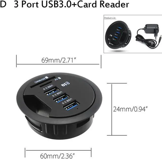 Alt view image 3 of 5 - 5 Types Device Charging Mount In Desk Hubs USB 3.0/2.0 HUB Adapter for Macbook External Stereo Sound Combo Charging Reader Card