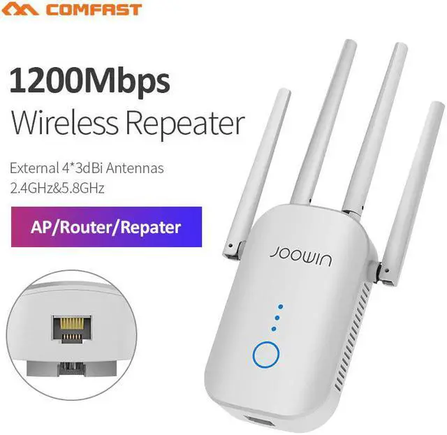 Main image of 1200Mbps Dual Band 5Ghz Wireless Wifi Repeater Powerful Wifi Router Wifi Extender 4*3dbi Antenna Long Range Wlan WiFi amplifier