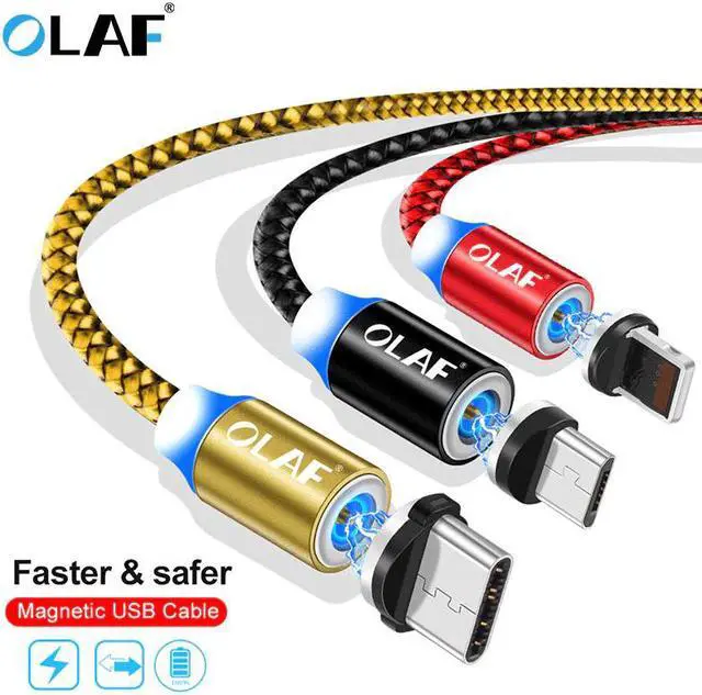 Main image of Magnetic Cable Braided LED Type C Micro USB magnetic usb charging cable for  iphone X 7 8 6 Xs Max XR  s9 cord