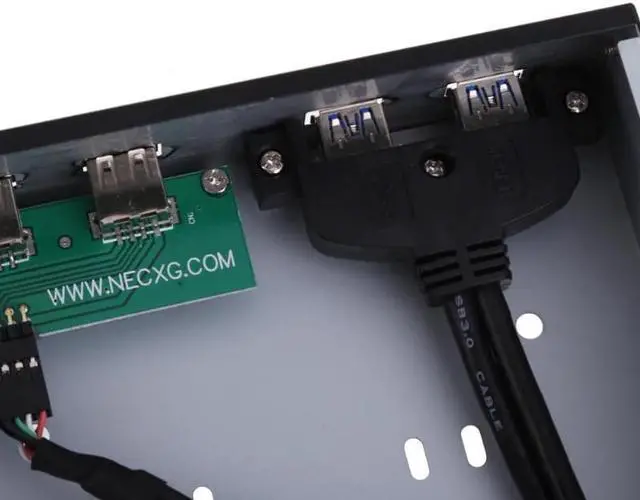 Alt view image 5 of 5 - 5.25 inch 4 Port Floppy Bay Front Panel Bracket USB Hub Cable 2 Port USB 3.0 Connector 2 Port USB 2.0 For Computer PC Laptop
