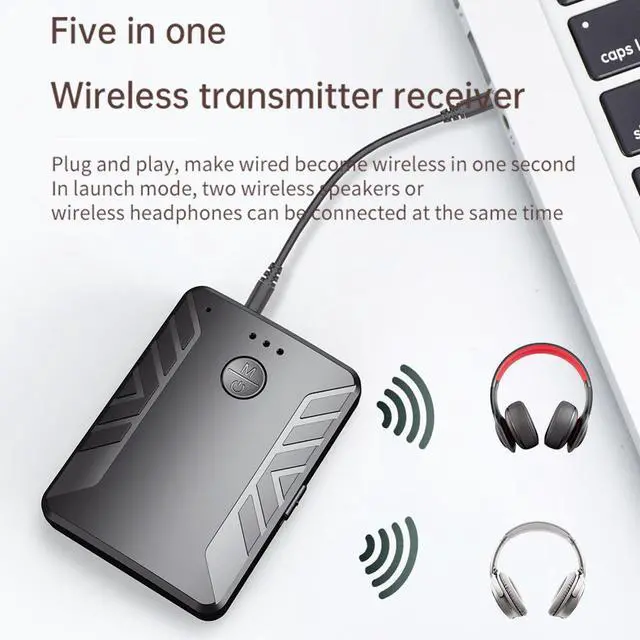 Alt view image 2 of 5 - 2 in 1 Bluetooth 5.0 Audio Receiver Transmitter 3.5mm AUX Jack Handsfree Wireless Music Adapter for Car Headphones Speaker