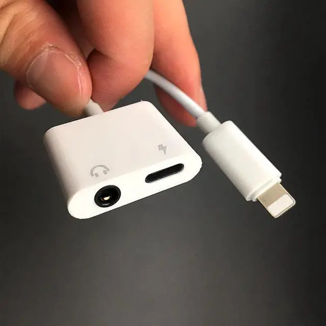 Alt view image 4 of 5 - 2 in 1 Charging Lighting Adapter For iPhone X 7 8 plus XS MAX Splitter 3.5mm Jack Earphone Aux Cable Connecter Adapters