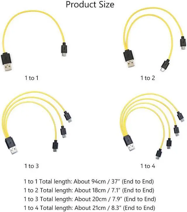 Alt view image 5 of 5 - 4 in 1 Multi-function 25cm Rechargeable Battery Charging Cable 4 Micro USB Charging Cable for 18650 Battery for Android