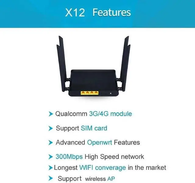 Alt view image 3 of 5 - 4G/LTE Router Open WRT Smart WiFi Extender 300Mbps High Power SIM Card Wireless CPE Router EU Plug