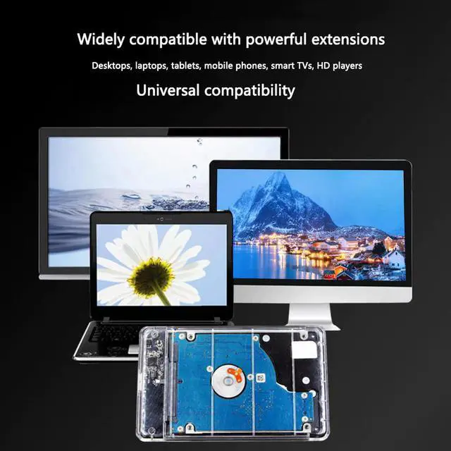 Alt view image 5 of 6 - Transparent Plastic 2.5 inch HDD SSD Case Enclosure SATA III to USB 3.0 Hard Drive Disk Box Enclosure