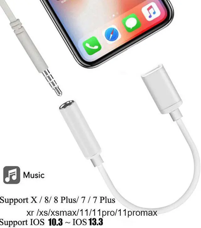 Main image of For Lighting to 3.5mm Headphone Adapter Audio Aux Cable For iPhone XS IOS 13 For Lighting Splitter Aux For iPhone 7 8  1