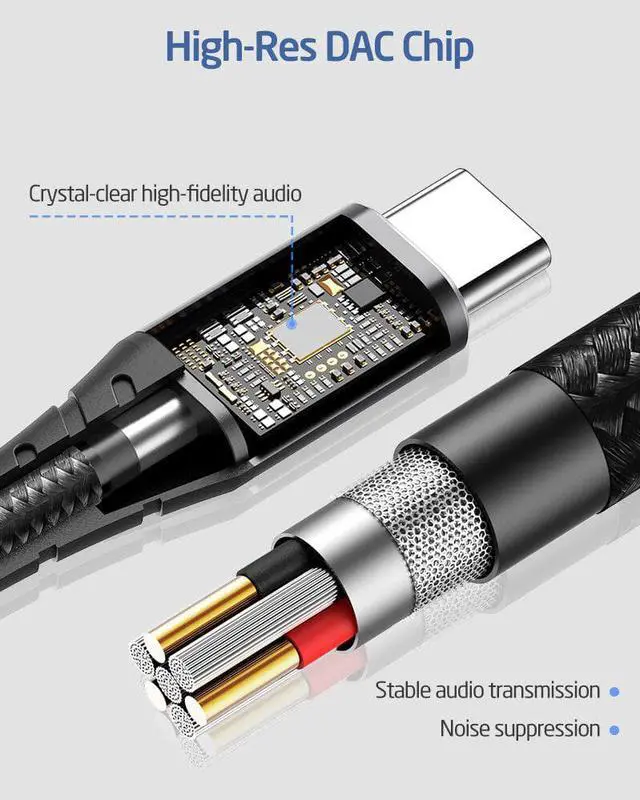 Alt view image 5 of 5 - USB C to 3.5mm AUX Headphones Adapter Audio Cable Type C 3.5 Jack Adapter For AUX Earphone Converter
