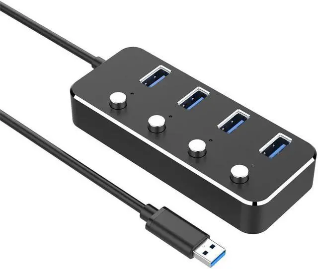 Alt view image 3 of 5 - 4-Port Laptop Notebook High Speed LED Indicators USB Hub Power Supply Portable Aluminum Alloy PC Home Universal Splitter